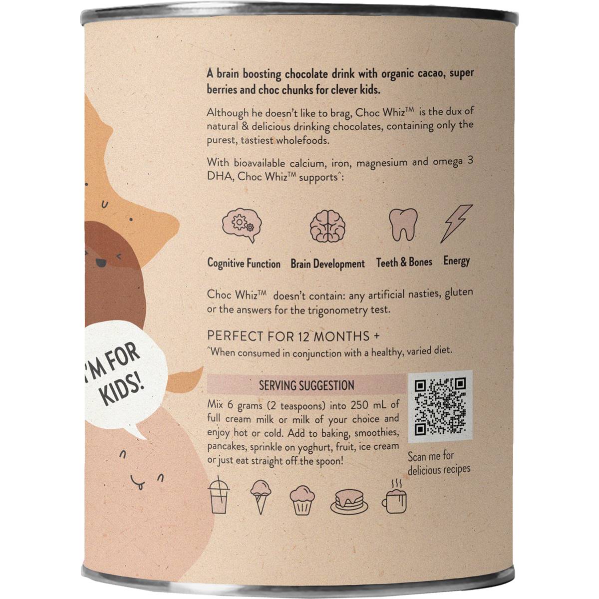 Nutra Organics Choc Whiz Brain Boosting Natural Drinking Chocolate 125g