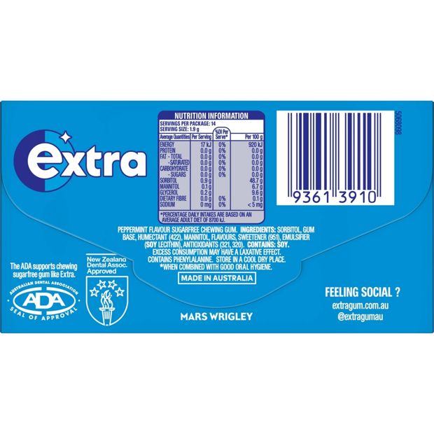 Wrigley's Extra Peppermint Chewing Gum - 14 Piece