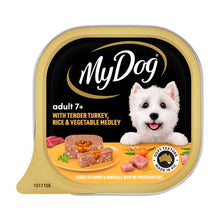 MY DOG WET DOG FOOD ADULT 7+ WITH TENDER TURKEY RICE & VEGETABLE MEDLEY 100G TRAY