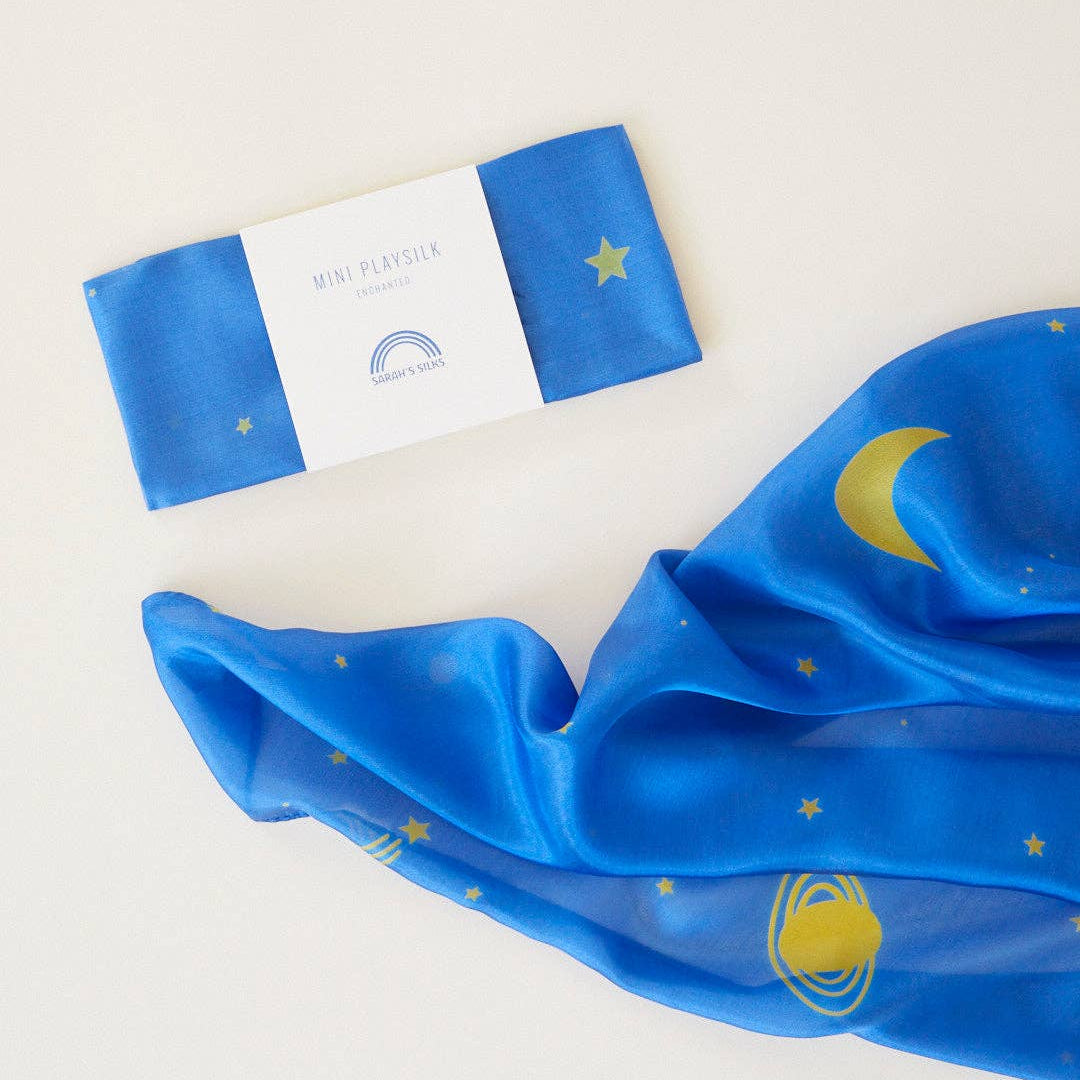 Sarah’s Silks Mini Enchanted Playsilks Starry Night 53x53cm 100% Silk Natural Waldorf Toys 0m+