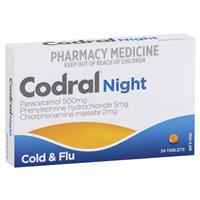 Codral Nightime Cold & Flu 24 Tablets