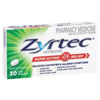 Zyrtec Rapid Acting Antihistamine Allergy & Hayfever Mini Tablets 30 Pack - GimmeNow