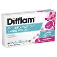 Difflam Sore Throat Sugar Free Strawberry 16 Lozenges