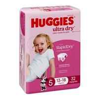 Huggies Ultra Dry Nappies Size 5 Girl 13-18kg Bulk 32 Pack