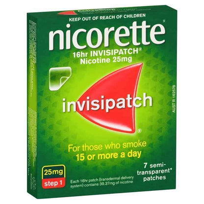 Nicorette Quit Smoking Nicotine 16 hour Invisipatch Step 1 25mg 7 Pack