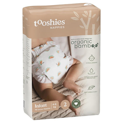 Tooshies Eco Nappies with Organic Bamboo Size 2 Infant 4-8kg, 48 Pack