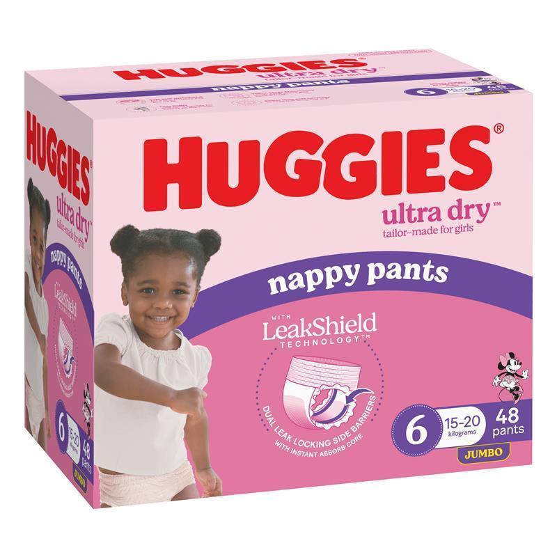 Huggies Ultra Dry Nappy Pants Girls Size 6 (15-20kg) 48 Pack