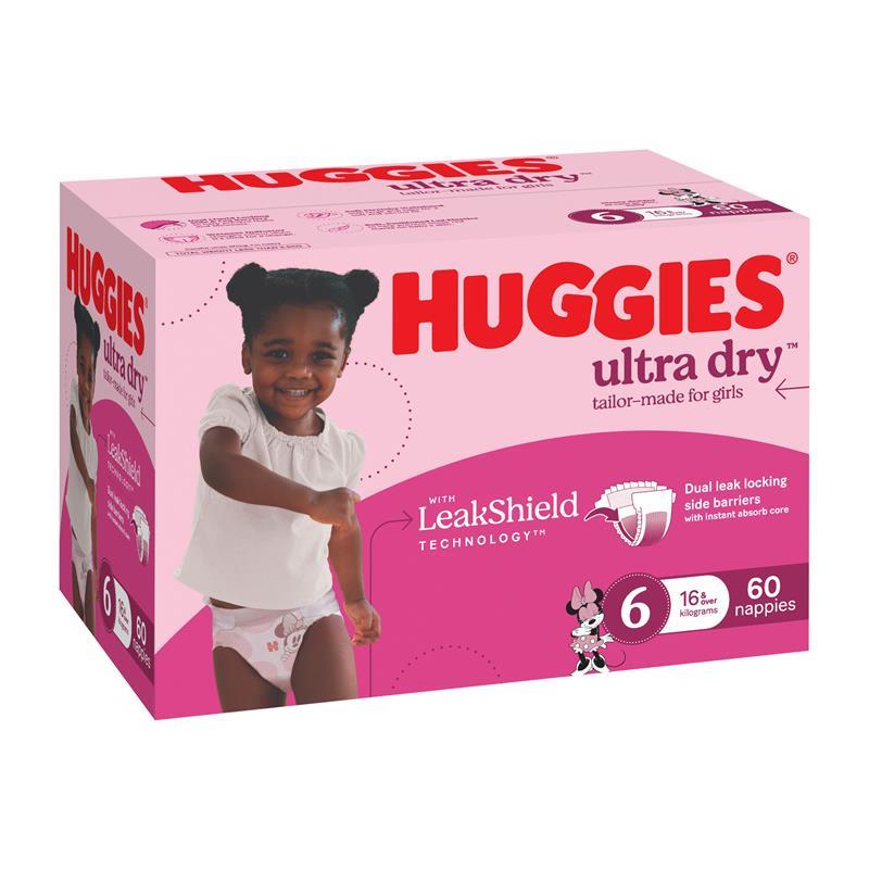 Huggies Ultra Dry Nappies Girls Size 6 (16kg+) 60 Pack