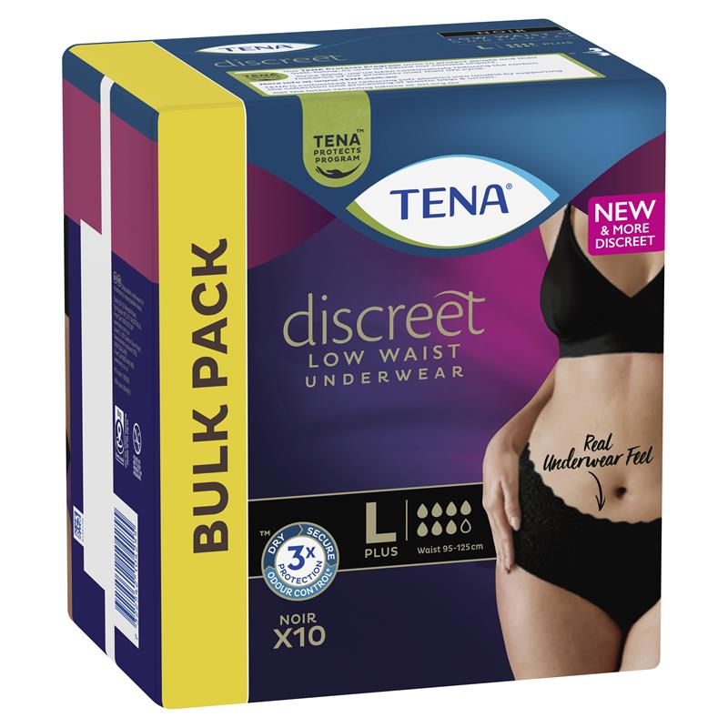 Tena Pants Discreet Black Large 10 Pack