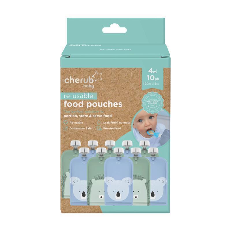 On The Go Food Pouch Cerulean & Sage 120ml Animal Print 10 Pack