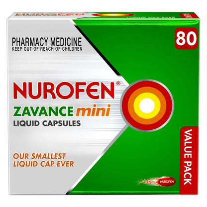 Nurofen Zavance 80 Mini Liquid Capsules Exclusive Size