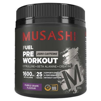 Musashi Pre Workout Zero Caffeine Purple Grape 225g