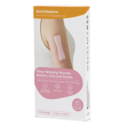 Allevyn Gentle Border Lite 5.5cm x 12cm 3 Pack