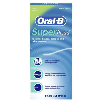 Oral B Superfloss Dental Floss Pre-Cut Strands 50 pack
