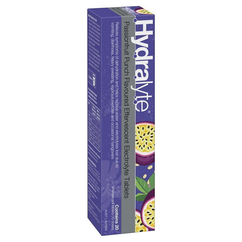 Hydralyte Electrolyte Effervescent Passionfruit Punch 20 Tablets