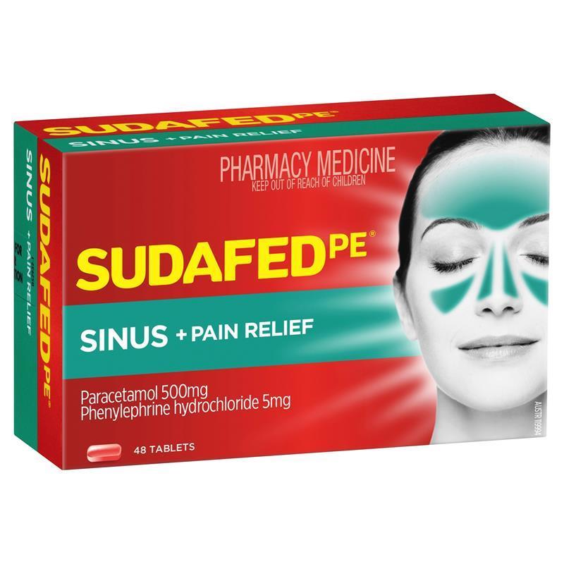 Sudafed PE Sinus + Pain Relief Tablets 48 Pack