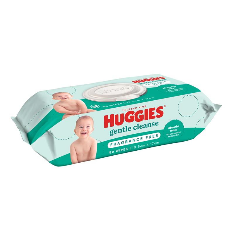 Huggies Glentle Cleanse Baby Wipes Fragrance Free 80 Pack