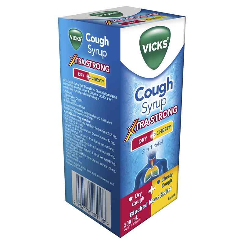 Vicks Cough Syrup Xtra Strong Dry + Chesty 200ml