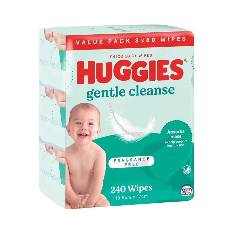 Huggies Gentle Cleanse Baby Wipes Fragrance Free 240 Pack