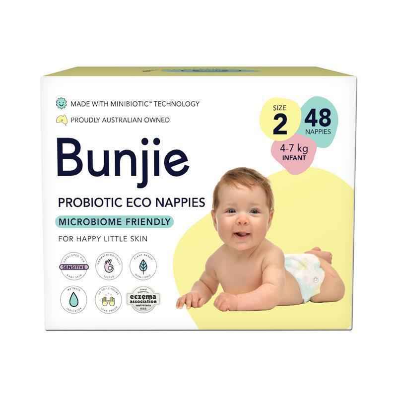 Bunjie Probiotic Eco Nappies Size 2, 4-7 kg, 48 Pack