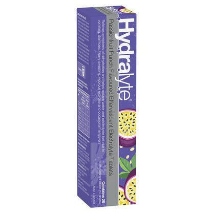 Hydralyte Electrolyte Effervescent Passionfruit Punch 20 Tablets
