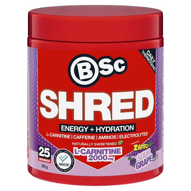 BSc Energy Shred + Hydration Powder Zappo Sour Grape 275g