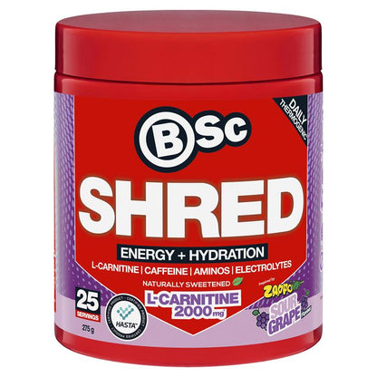 BSc Energy Shred + Hydration Powder Zappo Sour Grape 275g