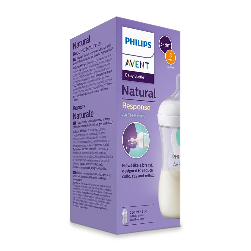 Avent Natural Response Feeding Bottle with AirFree Vent 260ml