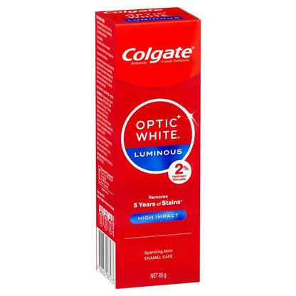 Colgate Toothpaste Optic White Luminous High Impact Teeth Whitening 85g