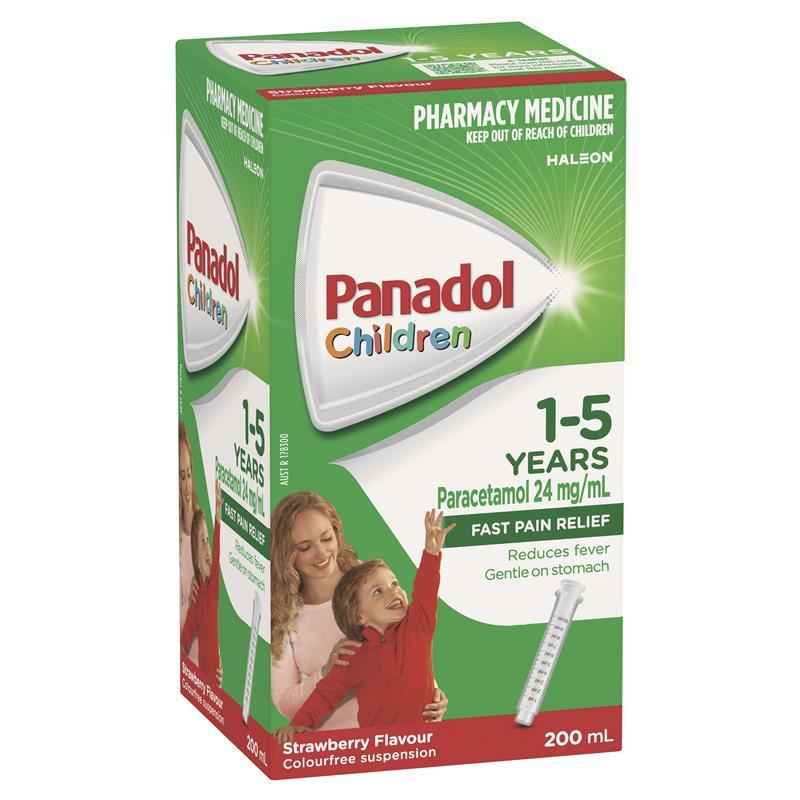 Panadol Children 1-5 Years Suspension Fever & Pain Relief Strawberry Flavour 200ml