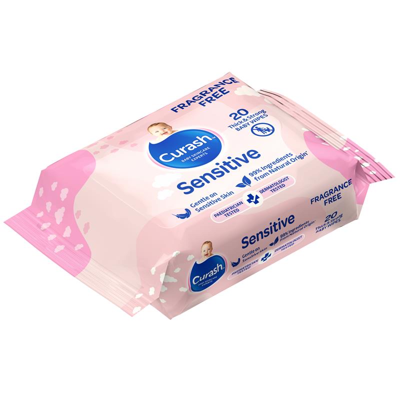 Curash Baby Sensitive Travel Wipes 20 Pack