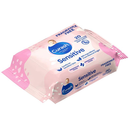 Curash Baby Sensitive Travel Wipes 20 Pack