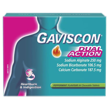 Gaviscon Dual Action Peppermint 64 Chewable Tablets