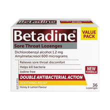 Betadine Sore Throat Lozenges Soothing Honey & Lemon Flavour 36 Pack