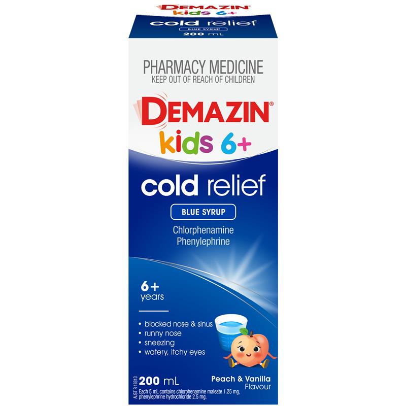 Demazin Kids 6+ Cold Relief Blue Syrup 200ml