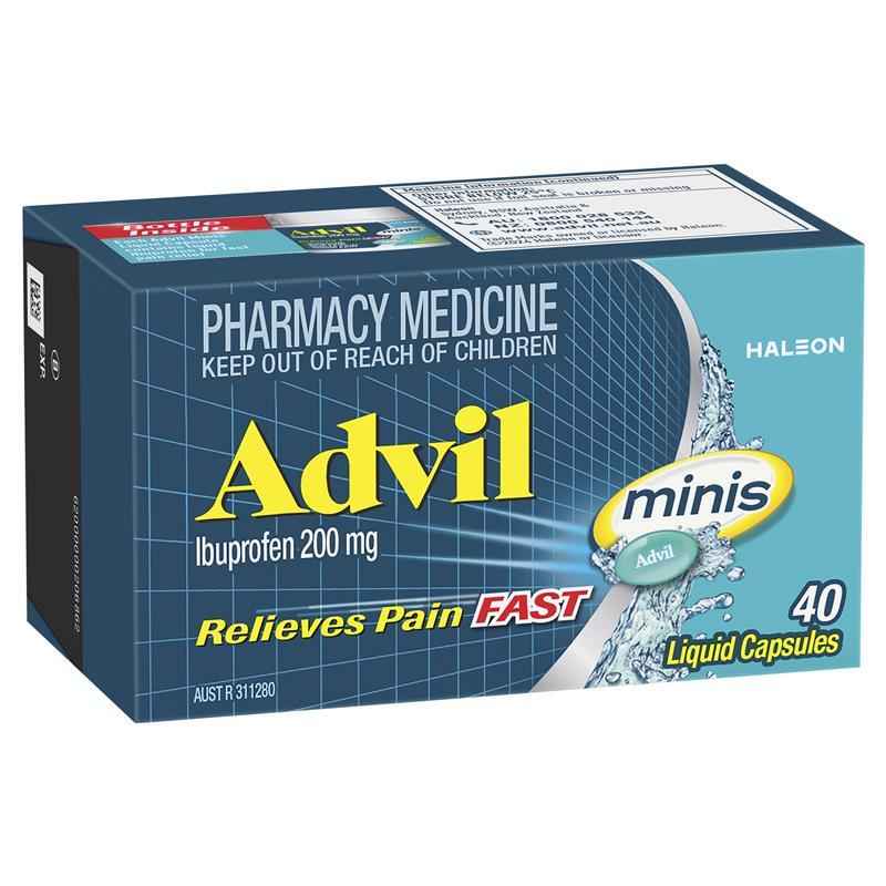 Advil Ibuprofen Pain Relief Liquid Mini 40 Capsules