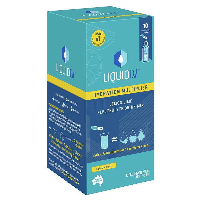 Liquid IV Hydration Lemon Lime 10 Sachets - GimmeNow