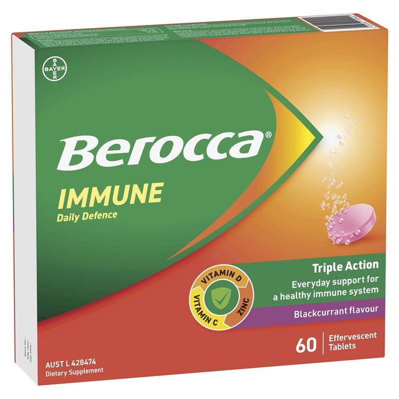 Berocca Immune Daily Defence Blackcurrant 60 Effervescent Tablets Exclusive Size