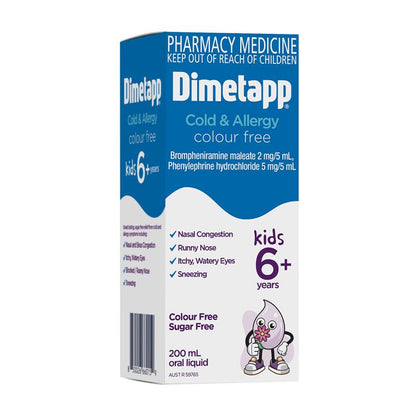 Dimetapp Cold and Allergy Colour Free 200mL