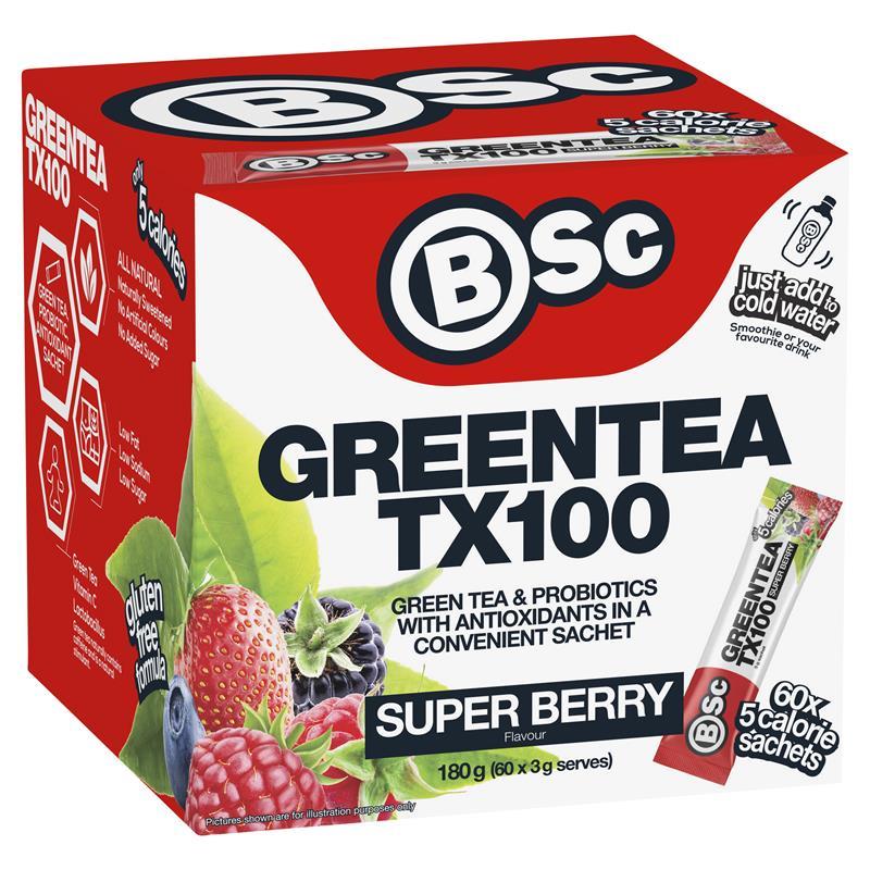 BSc Green Tea TX100 Super Berry 60 x 3g Serve NEW