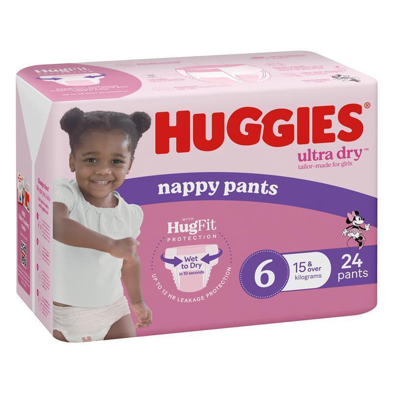 Huggies Ultra Dry Nappy Pants Size 6 15kg & Over Girl 24 Pack