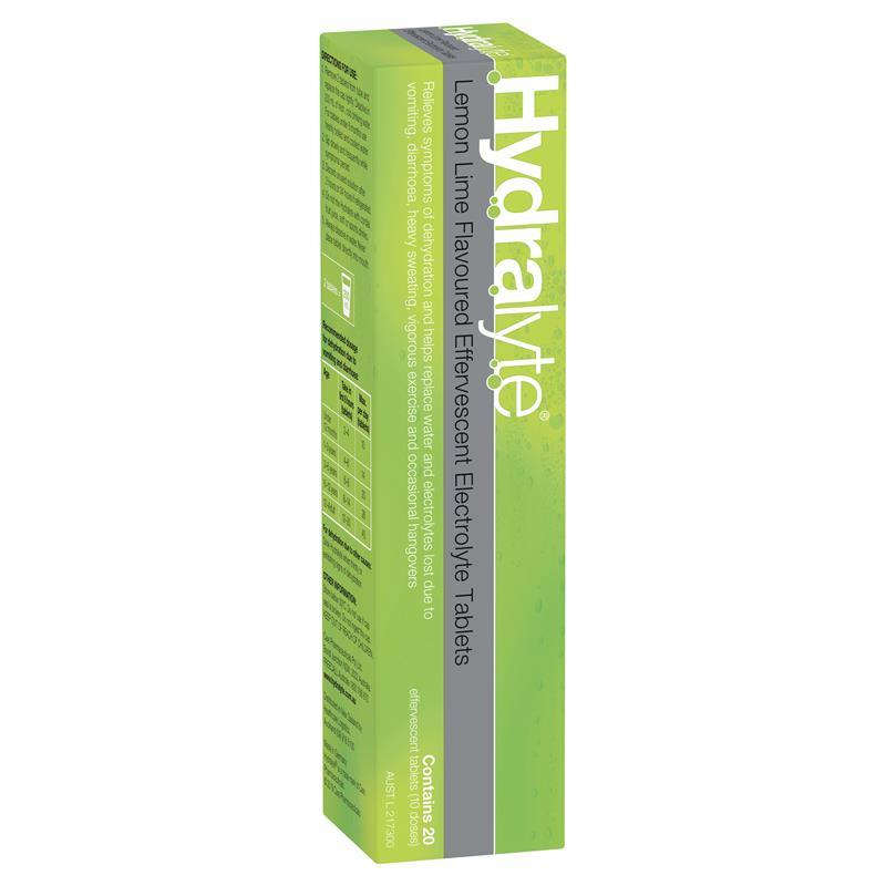 Hydralyte Effervescent Lemon Lime Electolyte Tablets 20 Pack - GimmeNow