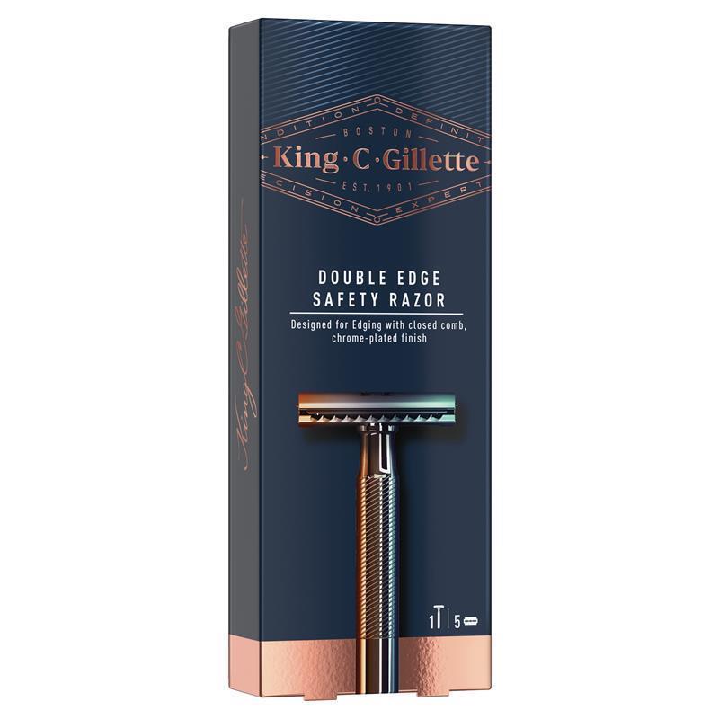 King C Gillette Double Edge Safety Razor + 5 Razor Blades