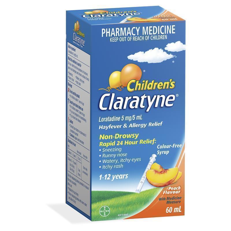 Children's Claratyne Allergy & Hayfever Relief Syrup For Kids Peach Flavour 60mL