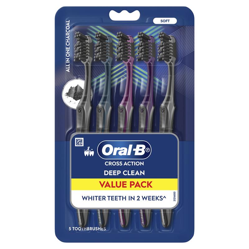 Oral B Toothbrush Cross Action All in One Charcoal 5 Pack - GimmeNow