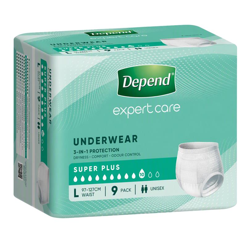 Depend Expert Care Incontinence Underwear Super Plus Large 9 Pack