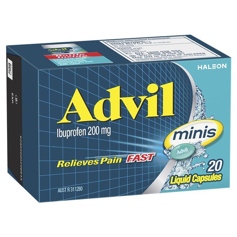 Advil Ibuprofen Pain Relief Liquid Mini 20 Capsules