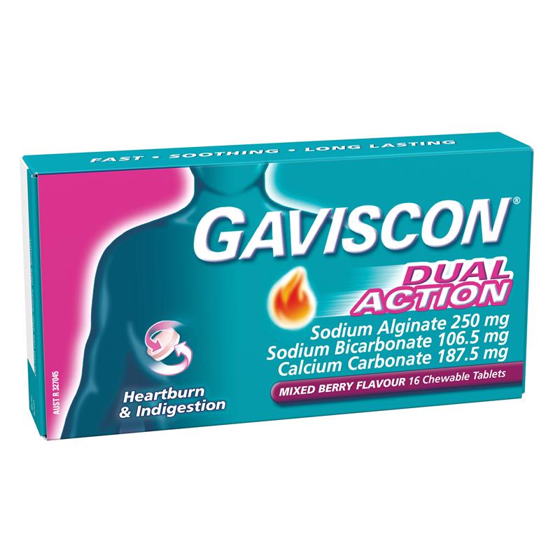 Gaviscon Dual Action Heartburn and Indigestion Relief Mixed Berry 16 Pack