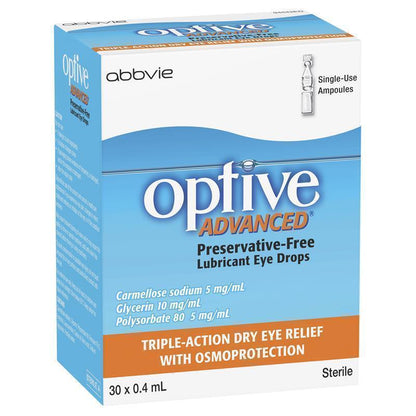 Optive Advanced Lubricant Eye Drops 30 x 0.4mL - GimmeNow