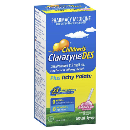 Claratyne Children’s DES Hayfever & Allergy Relief Bubblegum 100ml